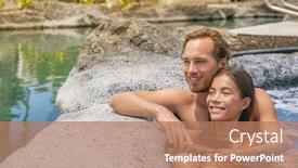  Presentation with hot tub - Slide set having spa-couple-luxury-wellness-retreat background and a coral colored foreground