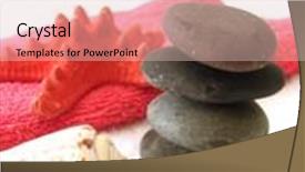  Presentation with seashell - Cool new PPT theme with spa essentials pyramid of stones with white towel and seashell backdrop and a lemonade colored foreground