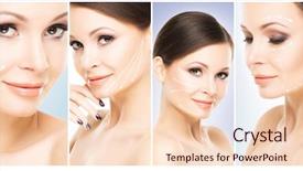  Presentation with female college student for health check up - PPT layouts with spa face lifting plastic surgery background and a lemonade colored foreground