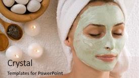  Presentation with day spa - Colorful PPT layouts enhanced with spa facial mask dayspa backdrop and a coral colored foreground
