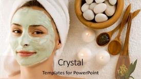  Presentation with face mask - PPT layouts enhanced with spa facial mask dayspa background and a coral colored foreground