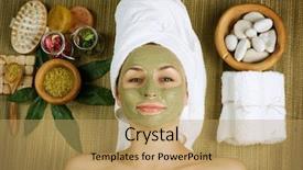  Presentation with facial - Colorful PPT theme enhanced with spa facial mud mask dayspa backdrop and a coral colored foreground