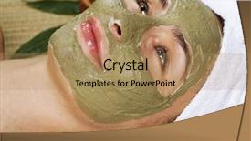  Presentation with facial - PPT theme featuring spa facial mud mask dayspa background and a coral colored foreground