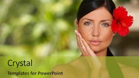  Presentation with indonesia - Beautiful PPT layouts featuring spa fintess - 20-25 years woman portrait backdrop and a  colored foreground