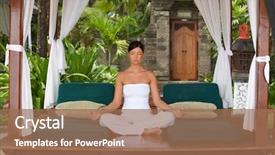  Presentation with indonesia - Amazing PPT theme having spa fintess - 20-25 years woman portrait backdrop and a coral colored foreground