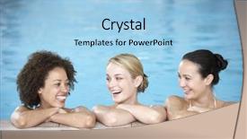  Presentation with female liver diseases - Presentation featuring spa fintess - three female friends in swimming background and a light blue colored foreground