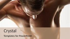  Presentation with abdominal - PPT theme having spa fintess - young shaped man stretching background and a  colored foreground