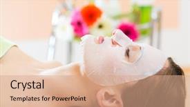  Presentation with face massage spa skin - Beautiful PPT theme featuring spa for clean skin backdrop and a coral colored foreground