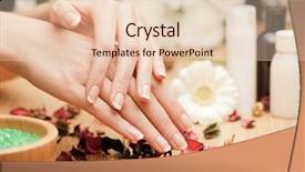  Presentation with caring hands - Presentation theme with spa hands background and a lemonade colored foreground