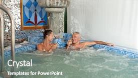  Presentation with hydrotherapy - Presentation theme featuring spa hydrotherapy couple waterfall swimming background and a gray colored foreground