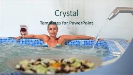  Presentation with waterfall woman - Amazing PPT theme having spa hydrotherapy woman waterfall jet backdrop and a  colored foreground