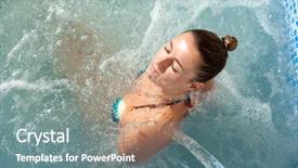  Presentation with waterfall woman - Slide set having spa hydrotherapy woman waterfall swimming background and a gray colored foreground