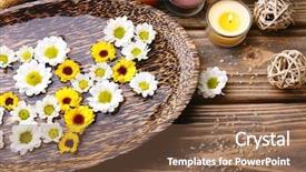  Presentation with candles - Presentation theme enhanced with spa maintenance - candles with flowers on plate background and a violet colored foreground