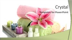  Presentation with white candles - Colorful slides enhanced with spa maintenance - towels with lily aroma oil backdrop and a white colored foreground