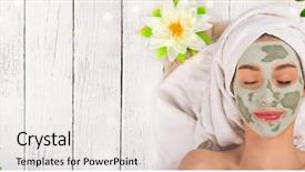  Presentation with face mask - Amazing slides having spa making treatments and face backdrop and a lemonade colored foreground