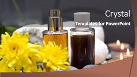  Presentation with serene - Audience pleasing PPT layouts consisting of spa massage and bath items in a relaxing and serene setting backdrop and a dark gray colored foreground