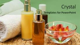  Presentation with serene - Amazing PPT theme having spa massage and bath items in a relaxing and serene setting backdrop and a seafoam green colored foreground