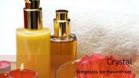  Presentation with serene - Cool new PPT theme with spa massage and bath items in a relaxing and serene setting backdrop and a red colored foreground