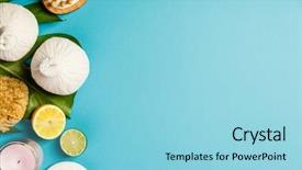  Presentation with blue spa - Presentation theme having spa massage compress balls candle background and a light blue colored foreground