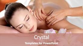  Presentation with medical spa massage outdoor balinese - Presentation design having spa massage on a shoulder background and a  colored foreground