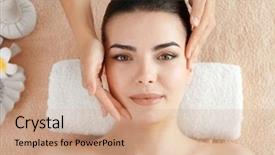  Presentation with face massage spa skin - Colorful slide deck enhanced with spa massage on her face backdrop and a coral colored foreground