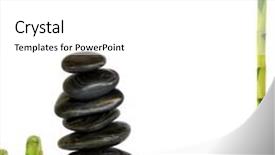  Presentation with lucky bamboo - Slide deck featuring spa massage treatment stones in perfect balance with a lucky bamboo leaf grass abstract frame over white background background and a white colored foreground