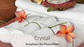  Presentation with spa - Presentation featuring spa-objecs-with-flowers-towels background and a soft green colored foreground