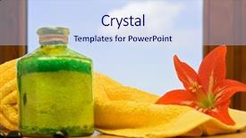  Presentation with blue spa - Slides consisting of spa objects with red belladonna lily against blue sky background and a sky blue colored foreground