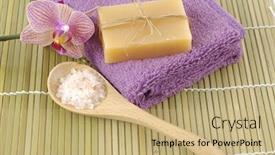  Presentation with orchid - Presentation enhanced with disability - disabled young painter with palette background and a dark gray colored foreground