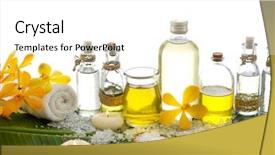  Presentation with oil - Theme enhanced with spa oil on wet banana background and a white colored foreground