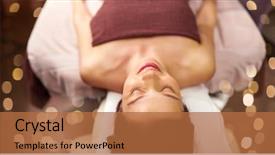  Presentation with young healthy people - Slide set having spa or massage parlor background and a red colored foreground