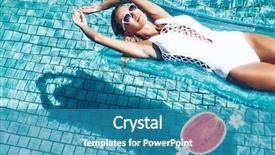  Presentation with tropical fruit - Audience pleasing presentation theme consisting of spa party - girl floating on beach mattress backdrop and a teal colored foreground