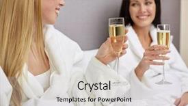  Presentation with happy holidays - PPT theme featuring spa party - holidays celebration people and drinks background and a light gray colored foreground