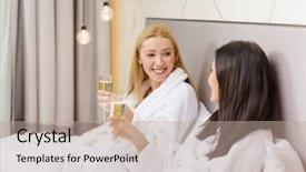  Presentation with bed hotel - Presentation theme consisting of spa party - hotel travel friendship and happiness background and a  colored foreground