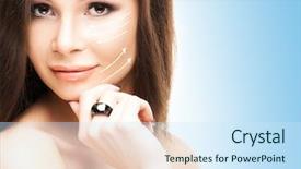  Presentation with skin surgery - Theme featuring spa-portrait-of-attractive-young background and a sky blue colored foreground