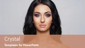  Presentation with human face - Colorful PPT theme enhanced with spa portrait of beautiful fresh and healthy woman human face isolated on white background backdrop and a coral colored foreground