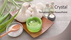  Presentation with natural products - Audience pleasing slide set consisting of spa products concept spa natural backdrop and a lemonade colored foreground