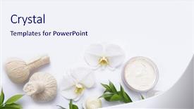  Presentation with natural products - Beautiful slide deck featuring spa products concept spa natural backdrop and a  colored foreground