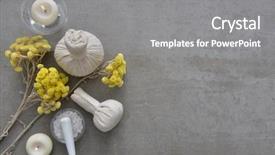  Presentation with spa concept - Beautiful PPT theme featuring spa products concept spa setting backdrop and a  colored foreground