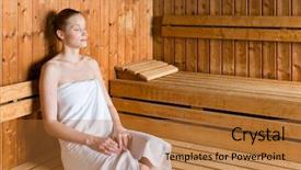  Presentation with wellness - Beautiful slide deck featuring spa relaxing in wooden sauna backdrop and a red colored foreground