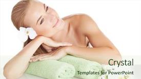  Presentation with medical spa - PPT theme with spa relaxing on massage table background and a soft green colored foreground