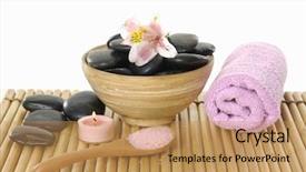  Presentation with wellness - Beautiful presentation theme featuring spa resort and wellness composition backdrop and a coral colored foreground