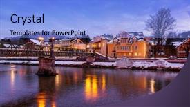  Presentation with bad - Audience pleasing PPT theme consisting of spa resort bad ischl austria at sunset - nature and architecture background backdrop and a light blue colored foreground