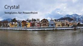  Presentation with natural spa resort - Audience pleasing slide set consisting of spa resort bad ischl austria backdrop and a light blue colored foreground