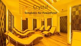  Presentation with beds - PPT theme having spa room with many beds background and a gold colored foreground