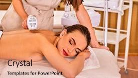  Presentation with body care spa body massage - Slide deck enhanced with spa salon electronic stimulation background and a coral colored foreground