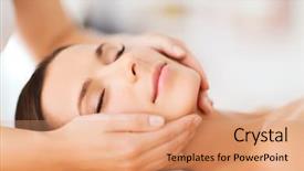  Presentation with natural spa resort - Presentation theme consisting of spa salon getting face treatment background and a coral colored foreground