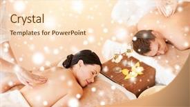  Presentation with honeymoon - Presentation theme consisting of spa salon getting massage background and a cream colored foreground