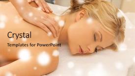  Presentation with beauty salon - Cool new slide set with spa salon getting massage backdrop and a coral colored foreground