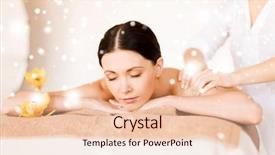  Presentation with health money insurance concept - Presentation theme featuring spa salon getting massage background and a lemonade colored foreground